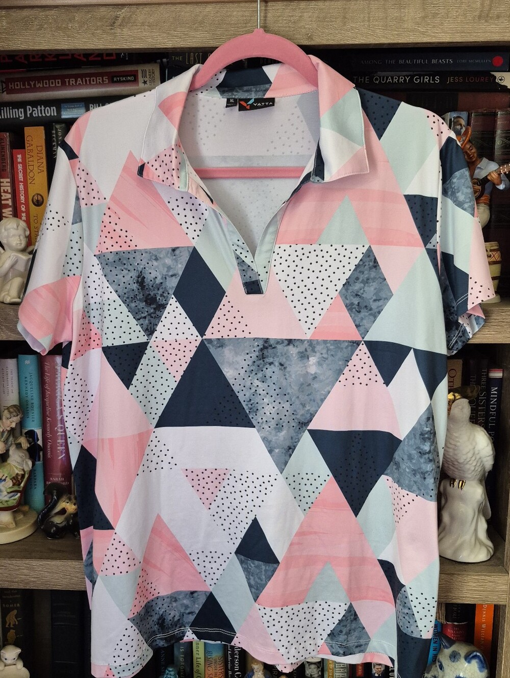 Yatta Golf Geometric Polo Tank Top in Pink, Navy & Mint